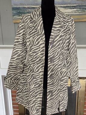 Relativity Zebra-Print Jacket in Beige and Gray